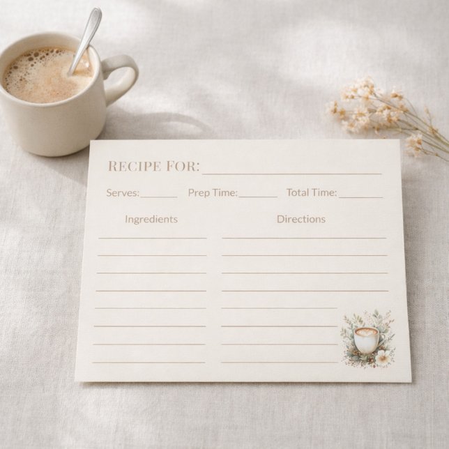 Coffee Lover Kitchen Gift Floral Recipe Card (Criador carregado)