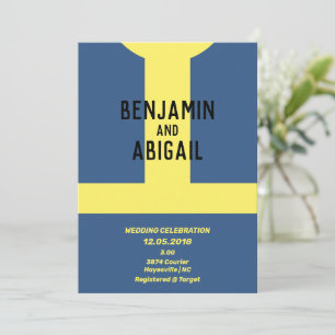 Cofre Azul Dourado de Convite para Gamer Nerd Geek