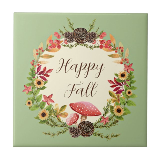 Cogumelo e girassóis com texto personalizável (Frente)