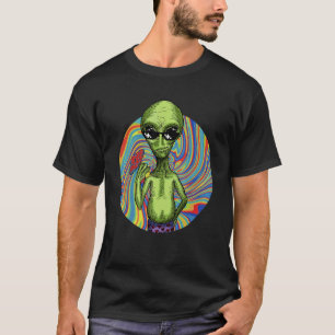 Cogumelo Mágico Psilocibina Camiseta Tie Dye Alien