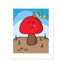 Cogumelo Vermelho Sorridente e Ensolarado | Poster