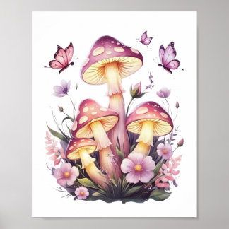 Cogumelo Whimsical Meadow Encantado Nature Poster