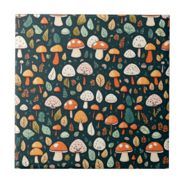 Cogumelos brancos folhas design