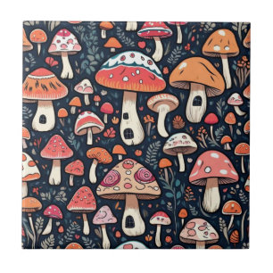 Cogumelos brancos folhas design