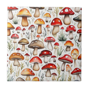 Cogumelos brancos folhas design