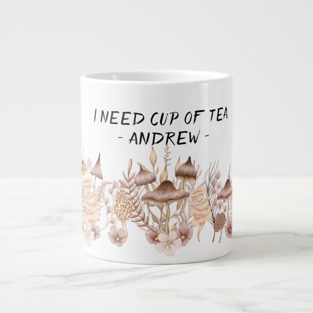 Cogumelos, caneca de chá, bebida mística, caneca d (Frente)