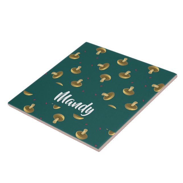 Cogumelos com nome personalizado em verde (Lateral)