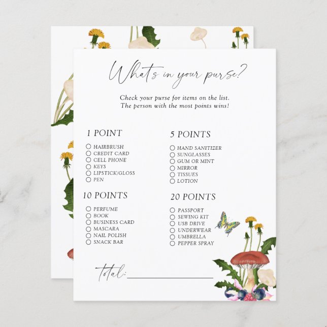 Cogumelos de outono - Jogo do que está na sua bols (Frente/Verso)