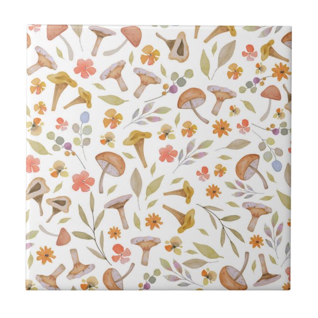 Cogumelos e flores aquarelas (Frente)