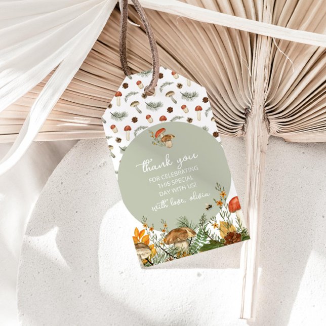 Cogumelos e flores silvestres Obrigado Etiqueta (Criador carregado)