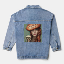 cogumelos jaqueta azul denim jean