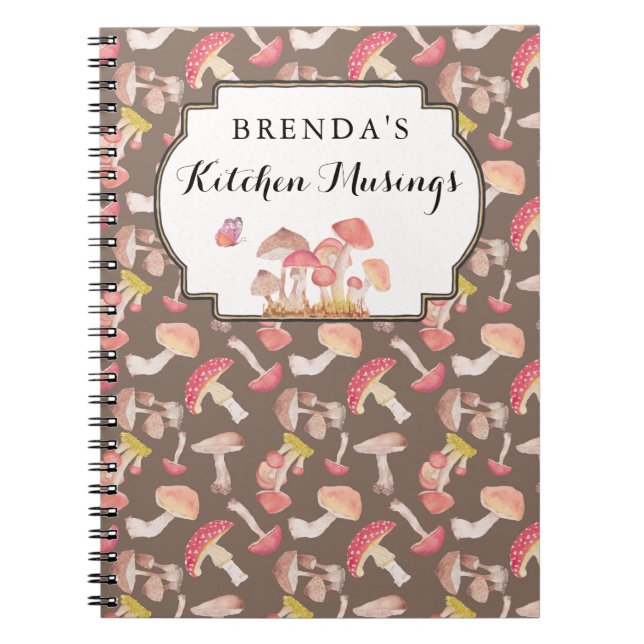 Cogumelos selvagens padrão caderno personalizado (Frente)