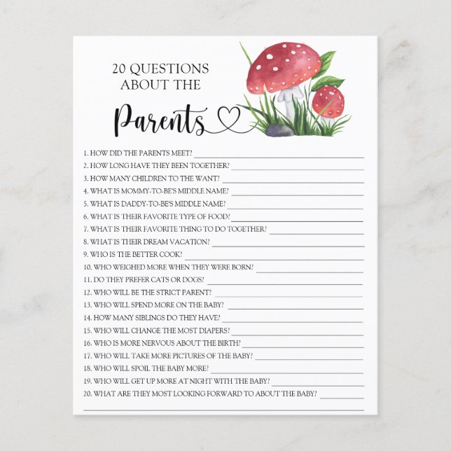 Cogumelos Watercolor - jogos sobre os pais (Frente)