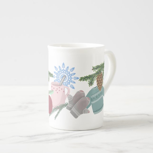 Coisas de inverno, caneca de porcelana (Frente Esquerda)