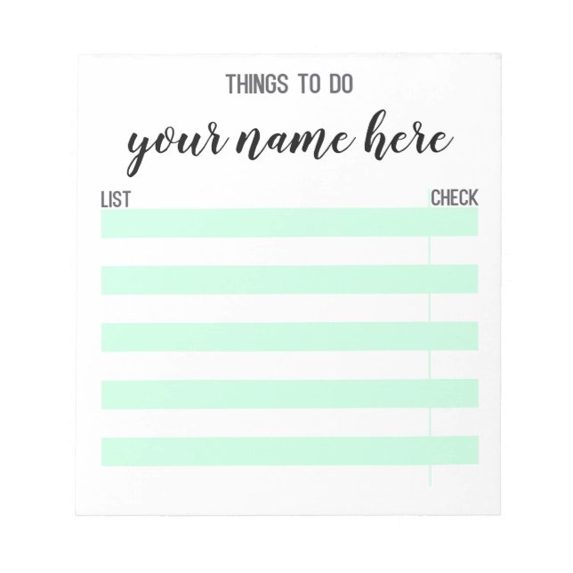 Coisas Personalizadas Para Fazer O Bloco De Notas (Frente)