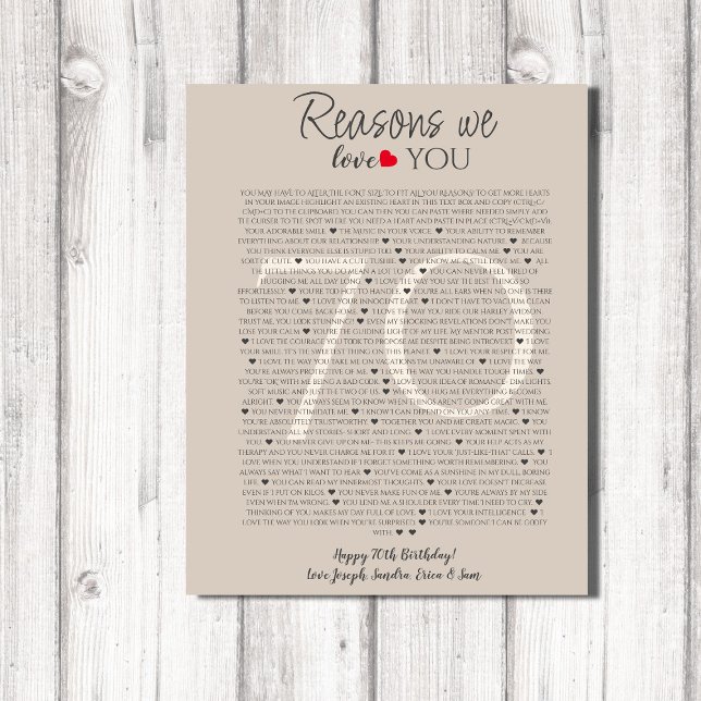 coisas que amamos em você 70, 60, 50, poster (Criador carregado)