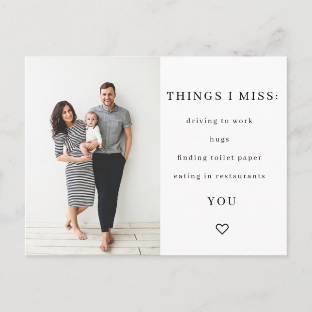 Coisas que sinto falta do cartão postal da Quarent (Frente)