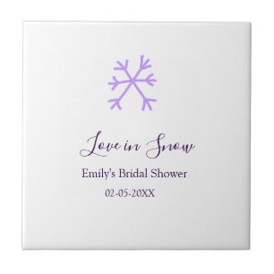 Cola de noiva Love in Snow flocos de neve roxos