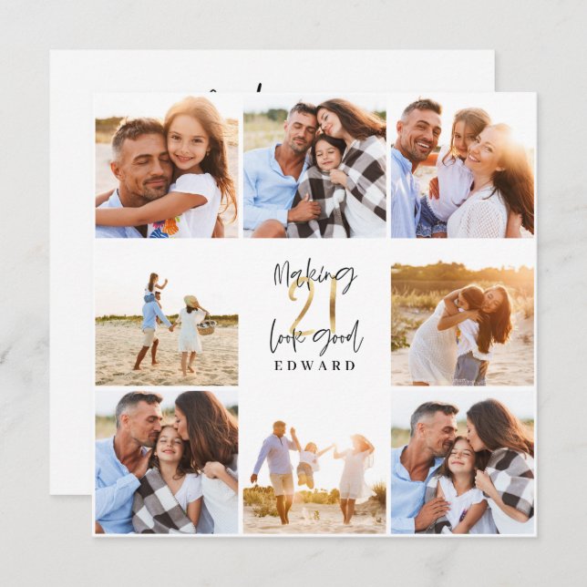 Colagem aniversário de 21 anos moderna de fotos a  (Frente/Verso)