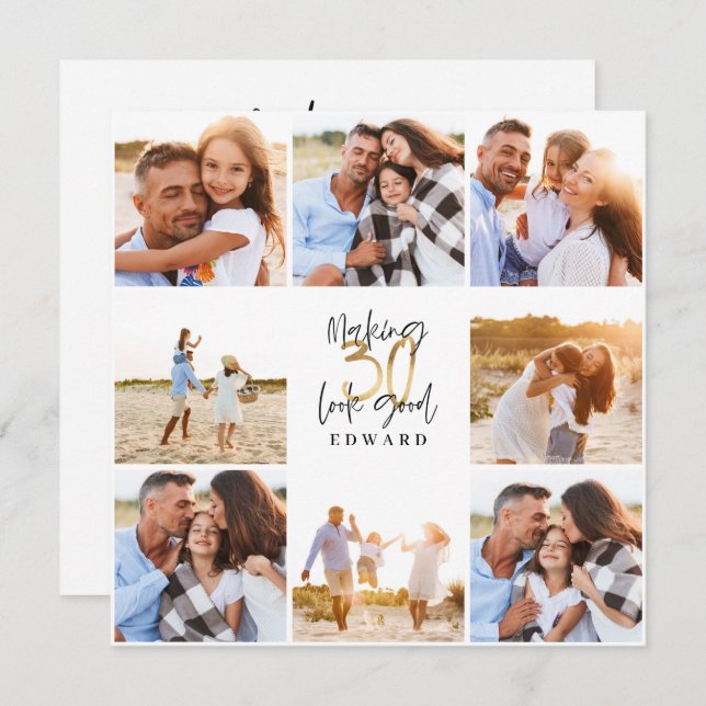 Colagem aniversário de 30 anos moderna de fotos a  (Frente/Verso)