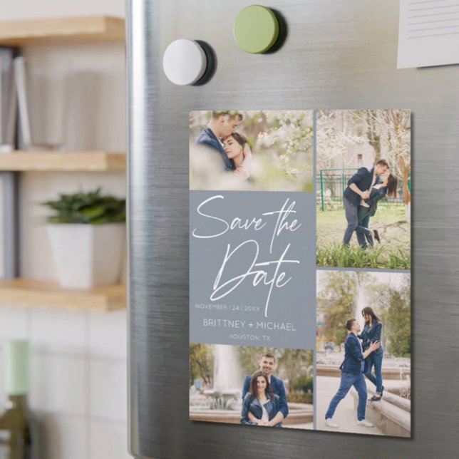 Colagem com Letra Mão Salva A Data Azul Dusty (Criador carregado)