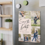 Colagem com Letra Mão Salvar A Data Cor-De-Rosa<br><div class="desc">Tire as suas 5 melhores imagens da sessão de fotos do seu noivado com 4 para a frente e uma para o verso. Ele apresenta um design de letreiro manual que diz Salvar a Data.</div>
