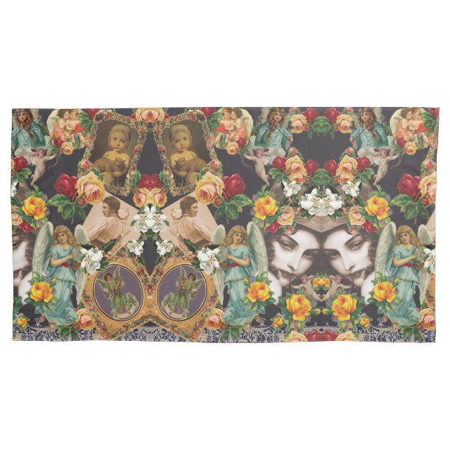 Colagem da safra Retro com rendas e flores (Frente-Esquerda)