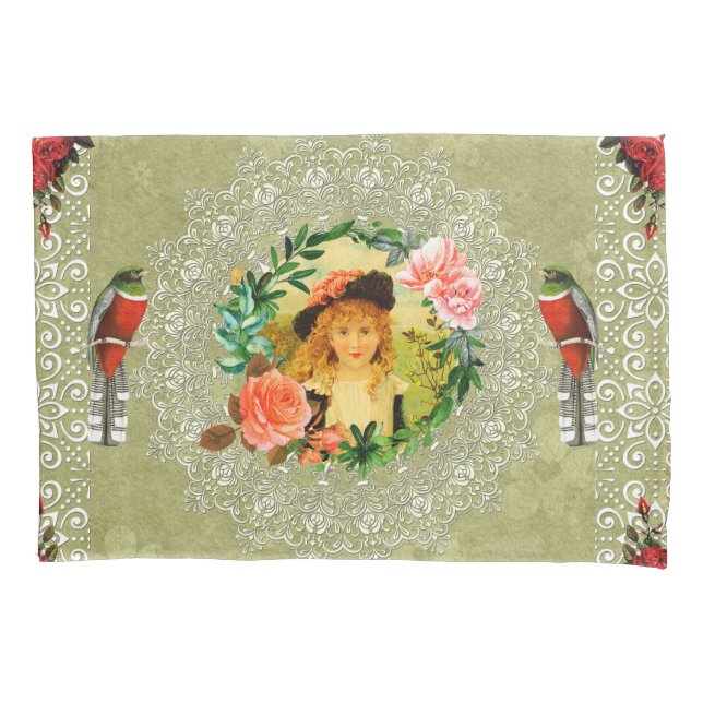 Colagem da safra Retro com rendas e flores (Frente)