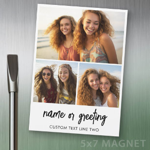 Colagem de 3 Fotos com Texto Manuscrito - Ímã de G