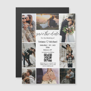 Colagem de 8 fotos imã salve a data qr code