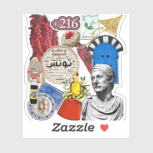 Colagem de Adesivos da Tunísia Cultura Tunisiana