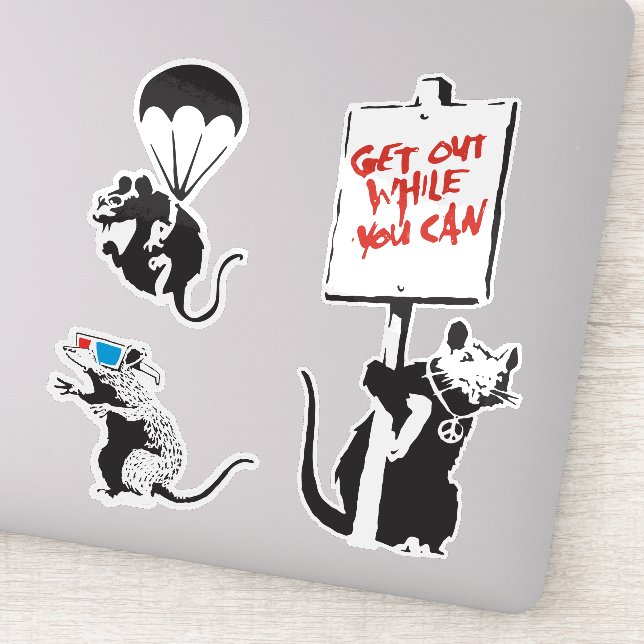 Colagem de adesivos de ratos de vinil com grunge d (Detalhe)