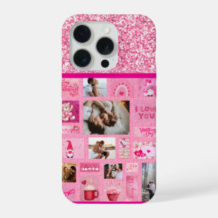 Colagem de Amor Personalizada com 6 Fotos Rosa Fof