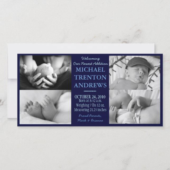 Colagem de Anúncio de Nascimento Azul Bebê (Frente)