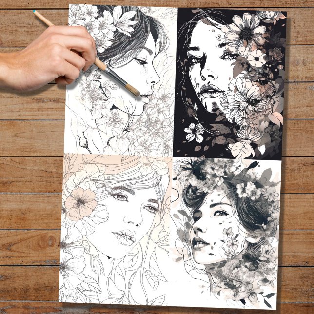 Colagem de Arte de Linha 1 Papel de Decoupage (Criador carregado)