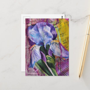 Colagem de cartão postal de flor de íris da primav