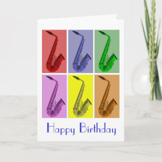 Colagem de Cartões de Aniversário Coloridos Saxofô