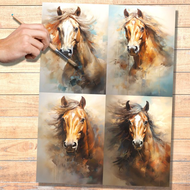 Colagem de Cavalos Selvagens 1 Papel de Decoupage (Criador carregado)