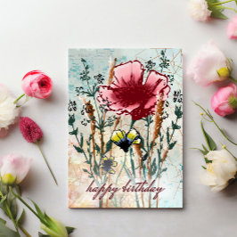 Colagem de Flor Silvestre — Cartão de Aniversário