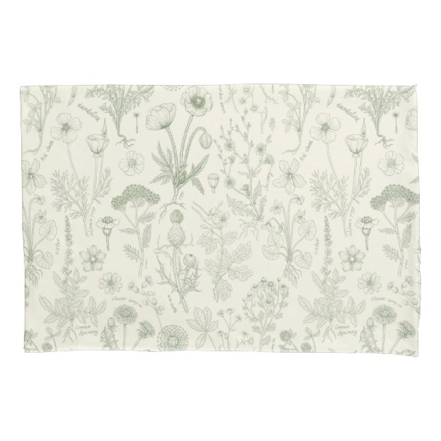 Colagem de flores silvestres/creme e sage (Frente-Esquerda)