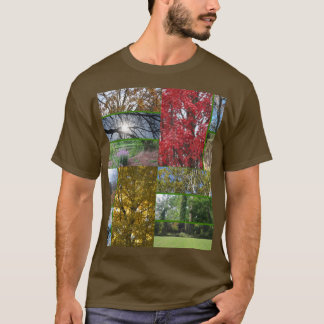 Colagem de Florestas e Árvores na Camiseta Marrom
