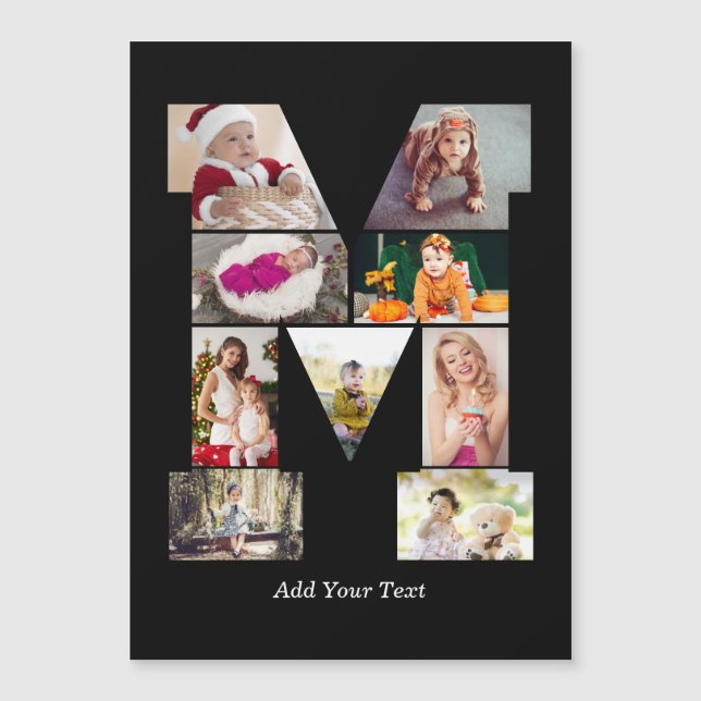 Colagem de Foto da Letra M em Preto e Branco (Frente)