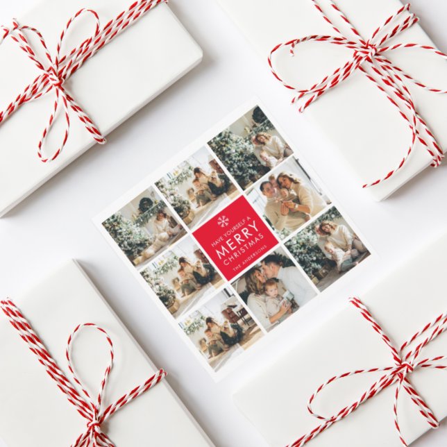 Colagem de Foto de Natal | Feliz Natal | Vermelho (Criador carregado)