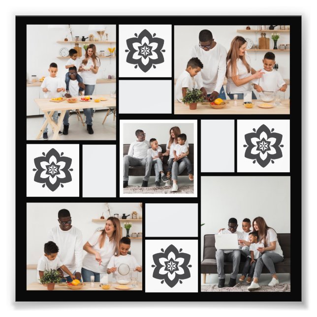 Colagem de Fotografias com design Floral 5 (Frente)