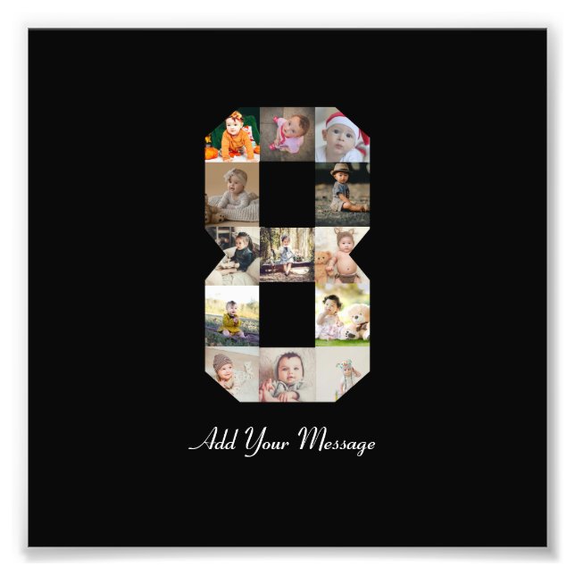 Colagem de Fotografias do Número 8 Preto e Branco (Frente)