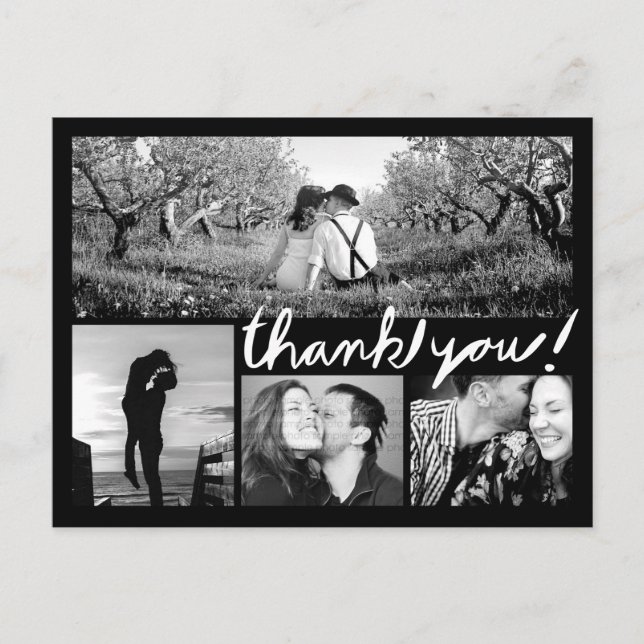 Colagem de Fotografias Handwrite 4 Obrigado Cartão (Frente)