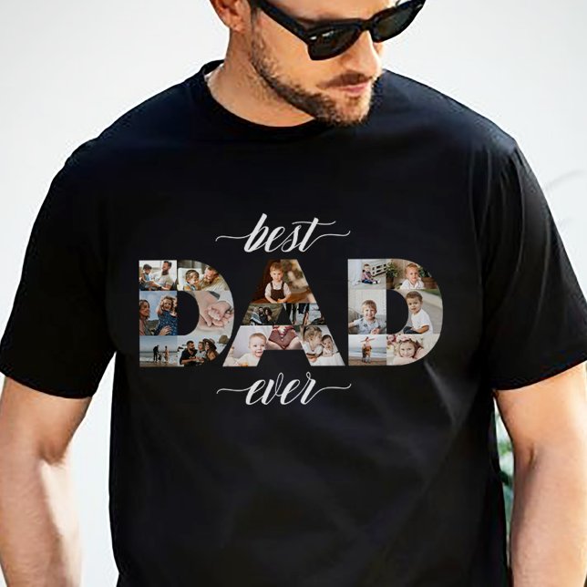 Colagem de Fotografias mínima do melhor Pai do PAI (Minimal Best Dad Ever DAD 18 Photo Collage T-Shirt)