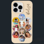 Colagem de Fotografias Múltiplas Simples Personali<br><div class="desc">Colagem de Fotografias Múltiplas O Simples Nome Personalizado Hexagon A capas de iphone do Padrão Hexagônico apresenta uma colagem de fotografias das suas fotografias favoritas em forma de hexágono. Personalizado com seu nome. Perfeito para o aniversário, Natal, Dia de as mães, Dia de os pais, Avós, irmão, irmã, melhor amigo...</div>