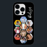 Colagem de Fotografias Múltiplas Simples Personali<br><div class="desc">Colagem de Fotografias Múltiplas O Simples Nome Personalizado Hexagon A capas de iphone do Padrão Hexagônico apresenta uma colagem de fotografias das suas fotografias favoritas em forma de hexágono. Personalizado com seu nome. Perfeito para o aniversário, Natal, Dia de as mães, Dia de os pais, Avós, irmão, irmã, melhor amigo...</div>