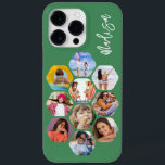 Colagem de Fotografias Múltiplas Simples Personali<br><div class="desc">Colagem de Fotografias Múltiplas O Simples Nome Personalizado Hexagon A capas de iphone do Padrão Hexagônico apresenta uma colagem de fotografias das suas fotografias favoritas em forma de hexágono. Personalizado com seu nome. Perfeito para o aniversário, Natal, Dia de as mães, Dia de os pais, Avós, irmão, irmã, melhor amigo...</div>